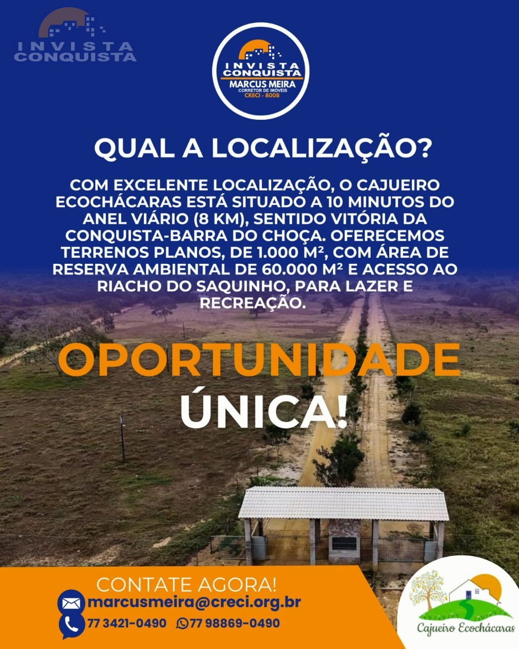 Chácara, 1000.00m², à venda - São Domingos - Vitória da Conquista - Invista Conquista