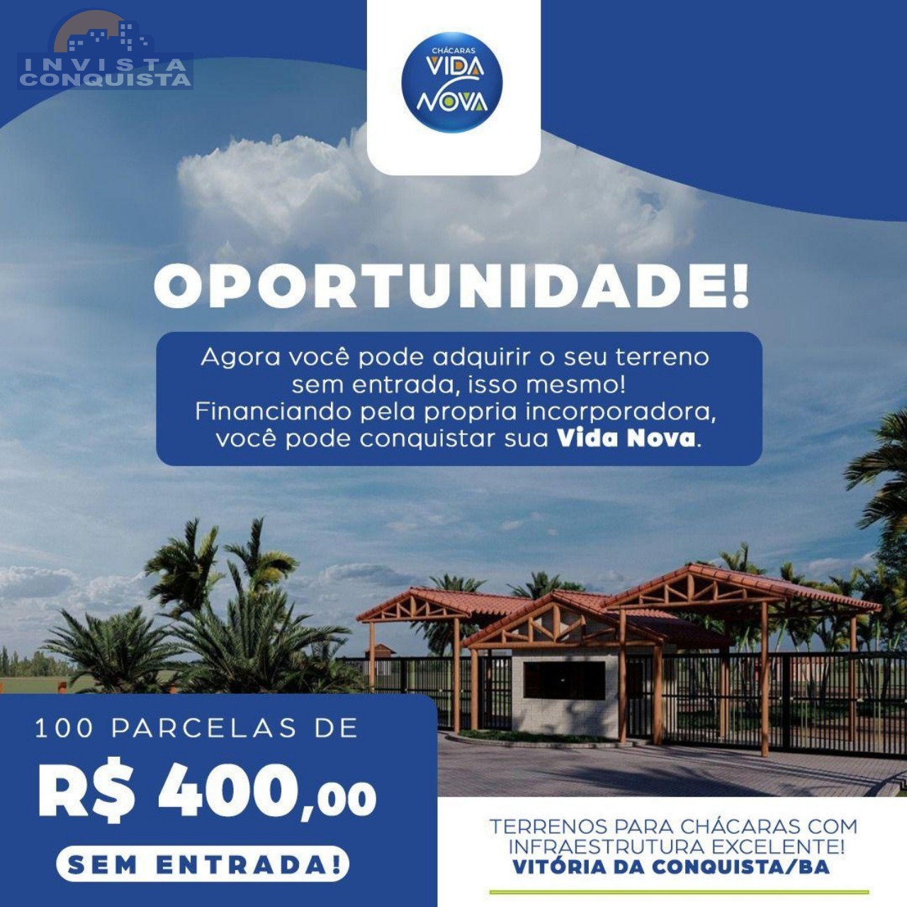 Chácara, 1000.00m², à venda - ESTRADA DA BARRA - VITÓRIA DA CONQUISTA - Invista Conquista