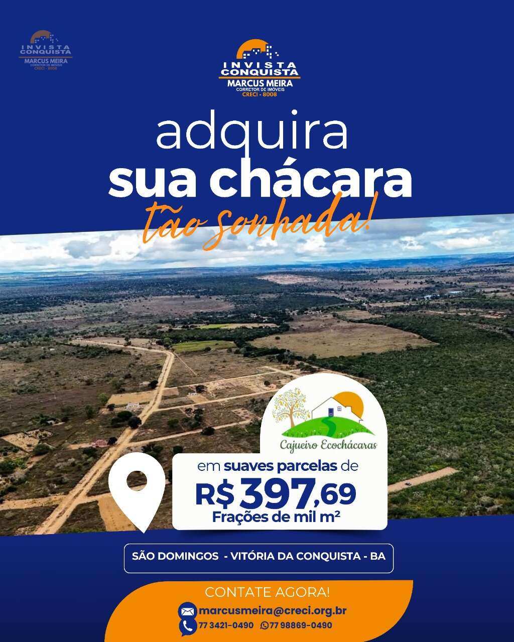 Chácara à venda em Vitória da Conquista, São Domingos, 1000m² - Invista Conquista