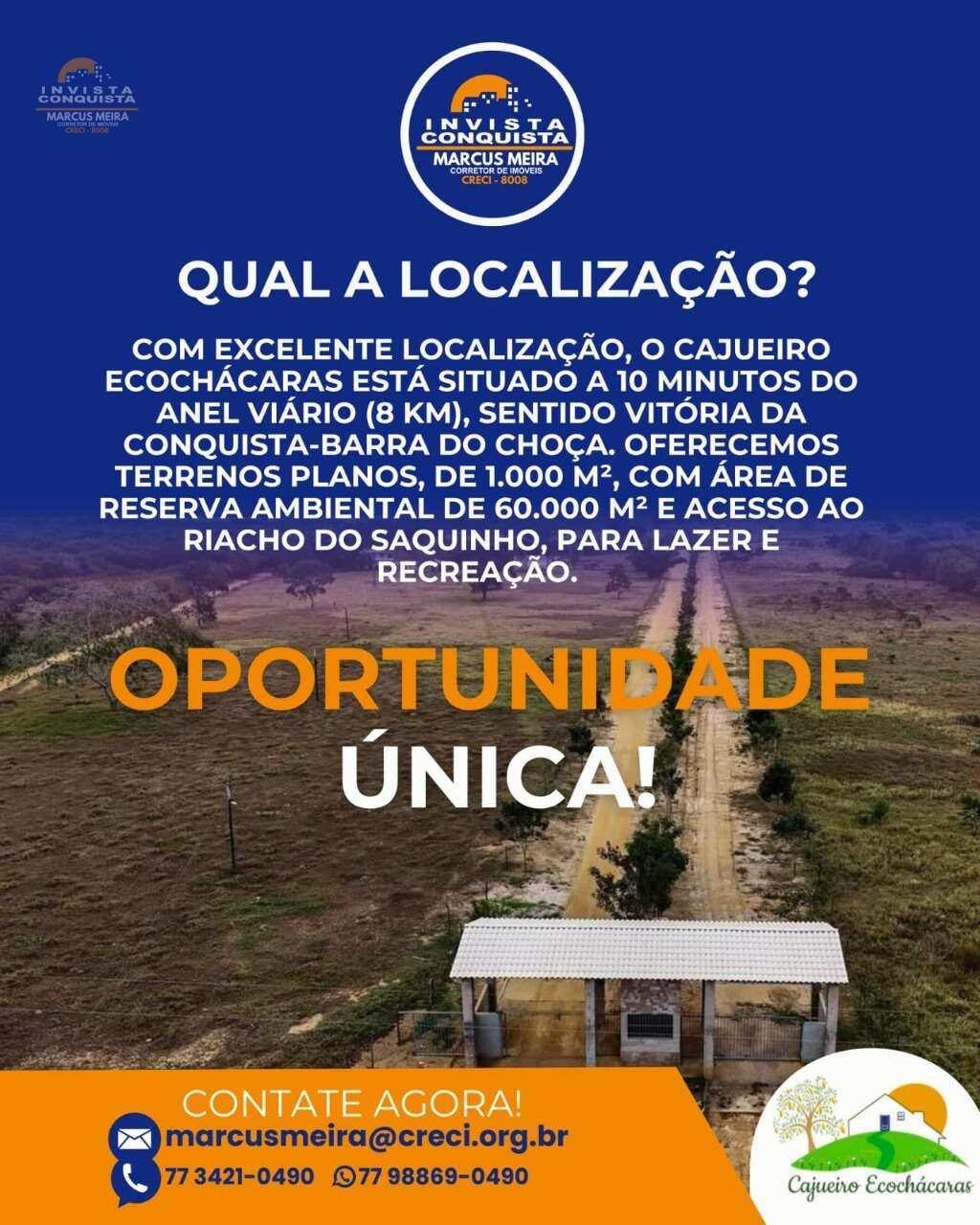 Chácara à venda em Vitória da Conquista, São Domingos, 1000m² - Invista Conquista